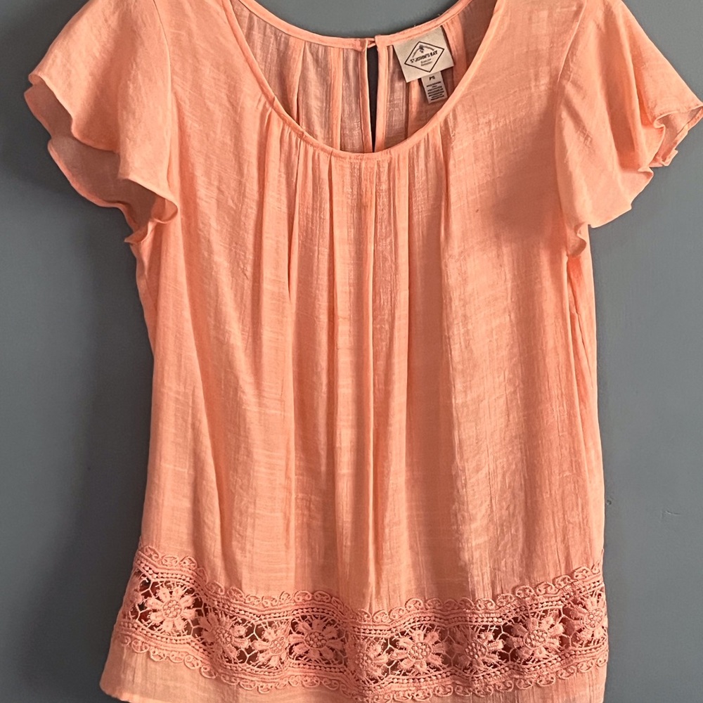 SELLING ST JOHN’S BAY WOMEN BLOUSE SIZE PS SHORT SLEEVE CONDITION PRE-OWNED